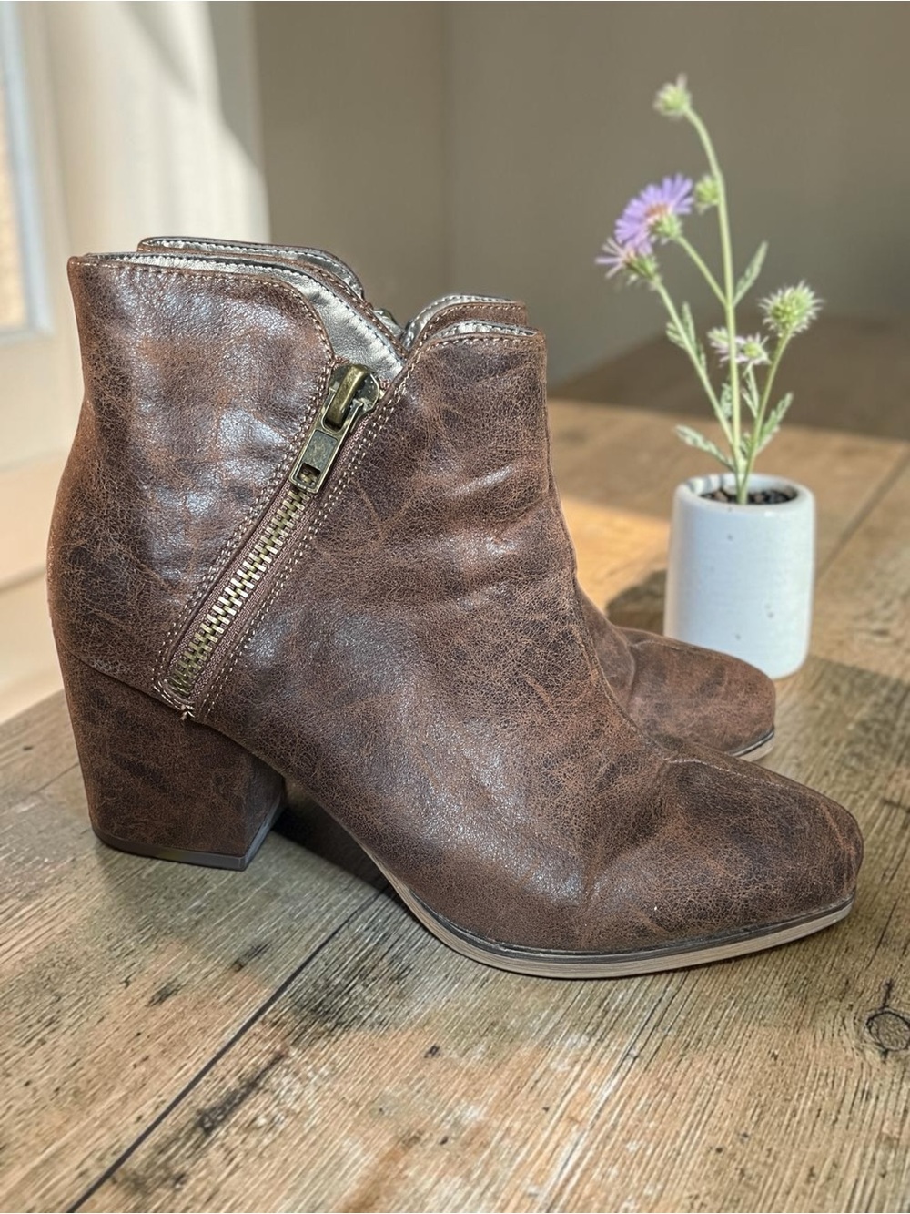 Michael Antonio Brown Distressed Ankle Booties | 3” Block Heel